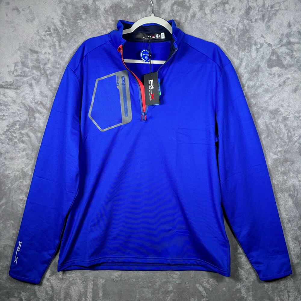 RLX Ralph Lauren Golf 1/4 Zip Pullover Blue Long Sleeve Men’s L NWT